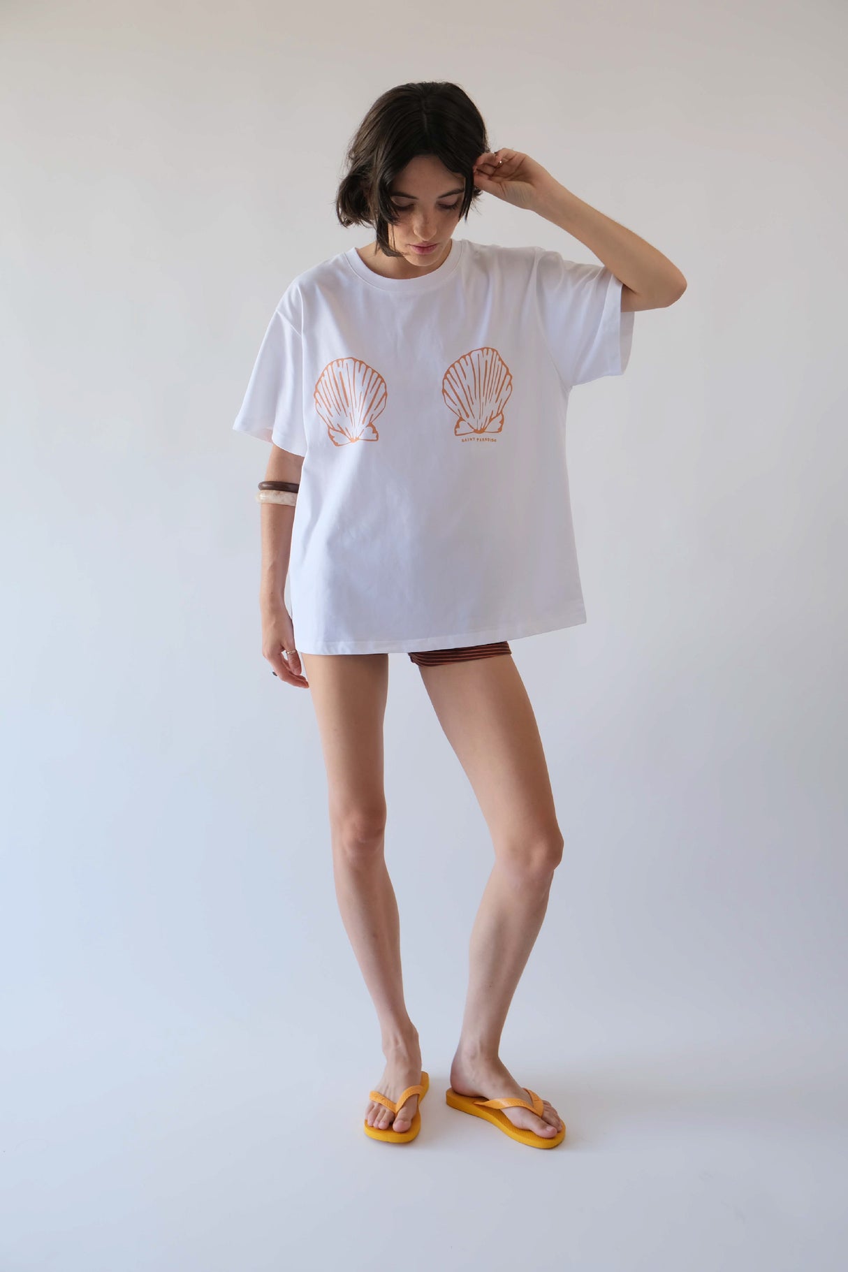 Shell Boyfriend Tee in White